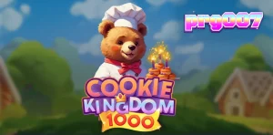 Tampilan visual penuh warna dari slot Cookie Kingdom 1000 dengan karakter beruang koki.